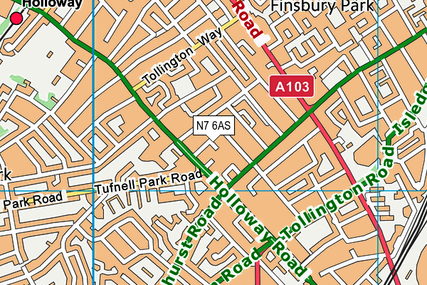 N7 6AS map - OS VectorMap District (Ordnance Survey) N7 6AS map - OS VectorMap District (Ordnance Survey)