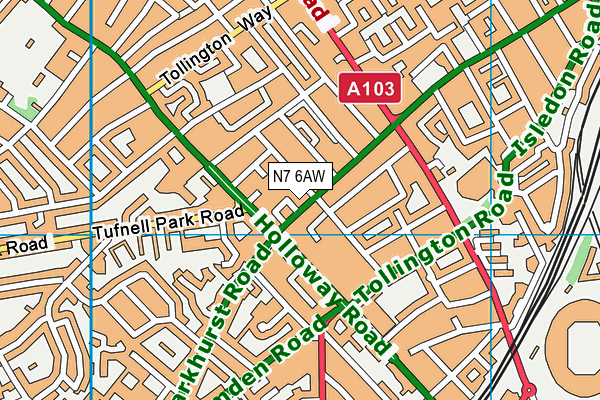 N7 6AW map - OS VectorMap District (Ordnance Survey) N7 6AW map - OS VectorMap District (Ordnance Survey)