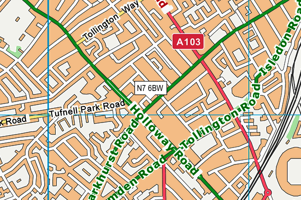 N7 6BW map - OS VectorMap District (Ordnance Survey) N7 6BW map - OS VectorMap District (Ordnance Survey)