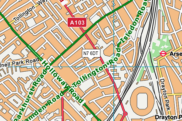 N7 6DT map - OS VectorMap District (Ordnance Survey)