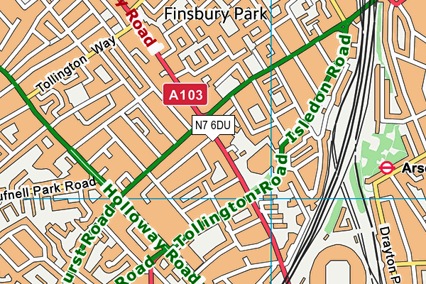 N7 6DU map - OS VectorMap District (Ordnance Survey) N7 6DU map - OS VectorMap District (Ordnance Survey)
