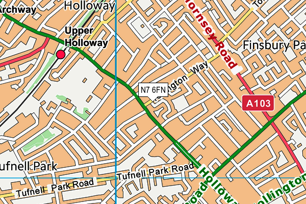 N7 6FN map - OS VectorMap District (Ordnance Survey)
