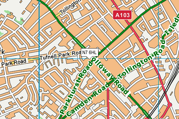 N7 6HL map - OS VectorMap District (Ordnance Survey)