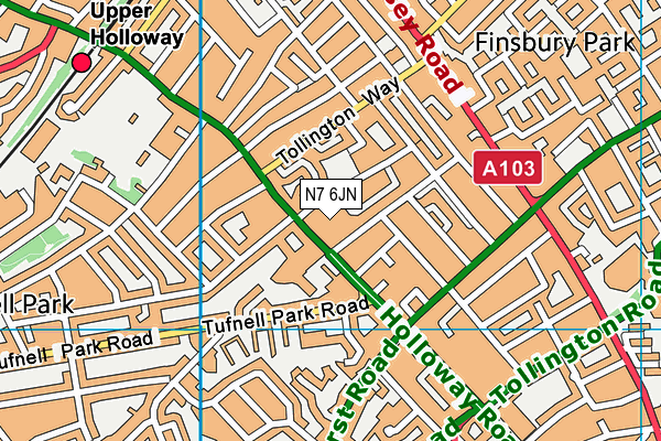 N7 6JN map - OS VectorMap District (Ordnance Survey) N7 6JN map - OS VectorMap District (Ordnance Survey)