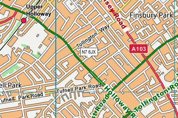 N7 6JX map - OS VectorMap District (Ordnance Survey) N7 6JX map - OS VectorMap District (Ordnance Survey)