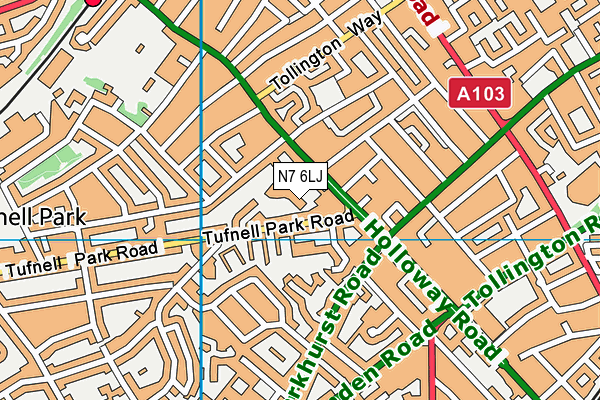 N7 6LJ map - OS VectorMap District (Ordnance Survey)