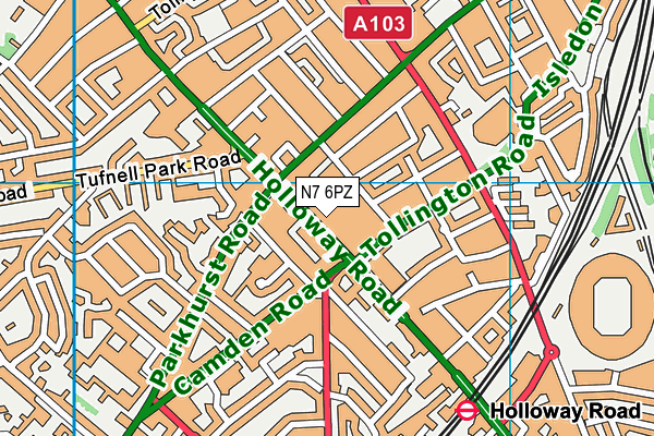 N7 6PZ map - OS VectorMap District (Ordnance Survey) N7 6PZ map - OS VectorMap District (Ordnance Survey)