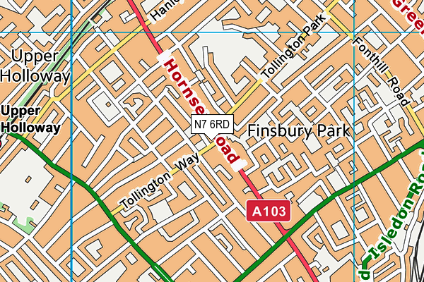 N7 6RD map - OS VectorMap District (Ordnance Survey) N7 6RD map - OS VectorMap District (Ordnance Survey)
