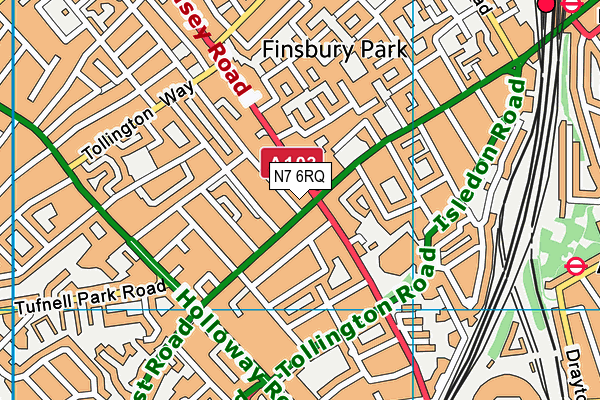 N7 6RQ map - OS VectorMap District (Ordnance Survey)