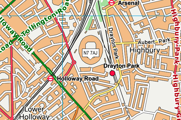 N7 7AJ map - OS VectorMap District (Ordnance Survey) N7 7AJ map - OS VectorMap District (Ordnance Survey)