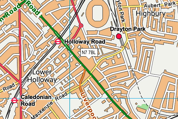 N7 7BL map - OS VectorMap District (Ordnance Survey) N7 7BL map - OS VectorMap District (Ordnance Survey)