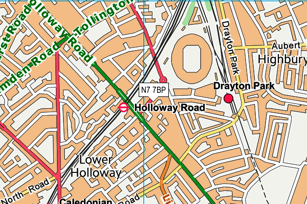 N7 7BP map - OS VectorMap District (Ordnance Survey)