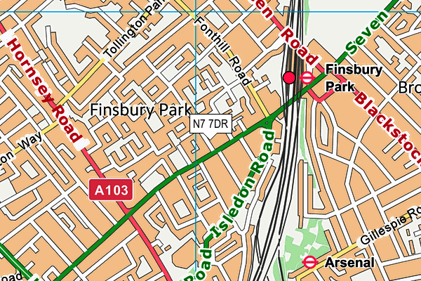 N7 7DR map - OS VectorMap District (Ordnance Survey) N7 7DR map - OS VectorMap District (Ordnance Survey)