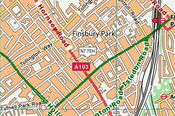 N7 7EH map - OS VectorMap District (Ordnance Survey)