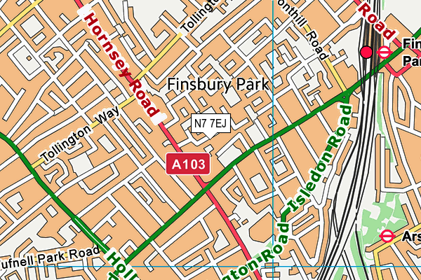 N7 7EJ map - OS VectorMap District (Ordnance Survey)