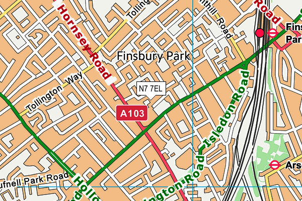 N7 7EL map - OS VectorMap District (Ordnance Survey) N7 7EL map - OS VectorMap District (Ordnance Survey)