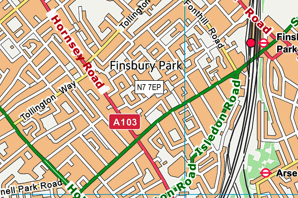 N7 7EP map - OS VectorMap District (Ordnance Survey) N7 7EP map - OS VectorMap District (Ordnance Survey)