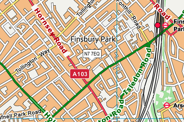 N7 7EQ map - OS VectorMap District (Ordnance Survey)