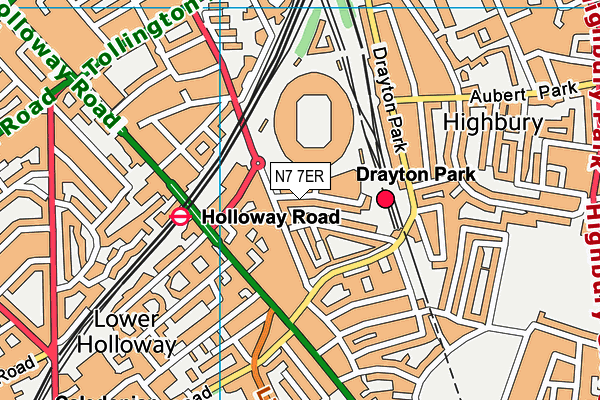 N7 7ER map - OS VectorMap District (Ordnance Survey) N7 7ER map - OS VectorMap District (Ordnance Survey)