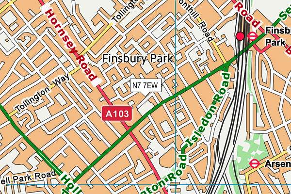 N7 7EW map - OS VectorMap District (Ordnance Survey) N7 7EW map - OS VectorMap District (Ordnance Survey)