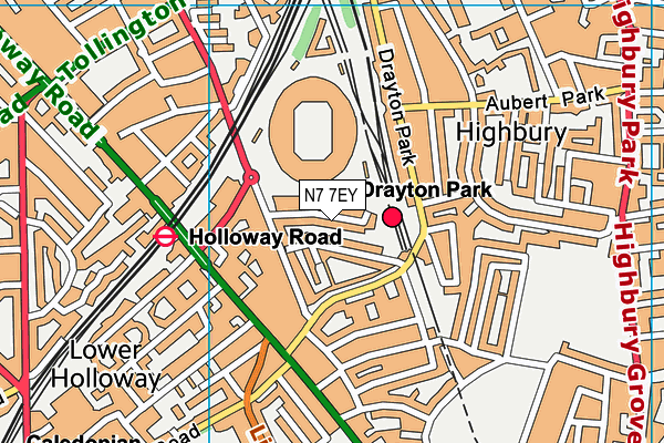 N7 7EY map - OS VectorMap District (Ordnance Survey) N7 7EY map - OS VectorMap District (Ordnance Survey)