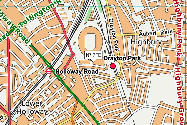 N7 7FE map - OS VectorMap District (Ordnance Survey) N7 7FE map - OS VectorMap District (Ordnance Survey)