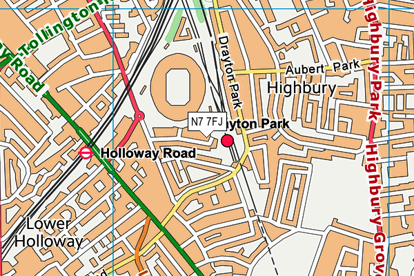 N7 7FJ map - OS VectorMap District (Ordnance Survey) N7 7FJ map - OS VectorMap District (Ordnance Survey)