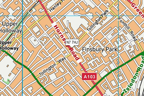 N7 7HJ map - OS VectorMap District (Ordnance Survey)