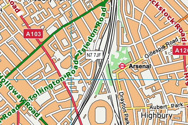 N7 7JF map - OS VectorMap District (Ordnance Survey) N7 7JF map - OS VectorMap District (Ordnance Survey)