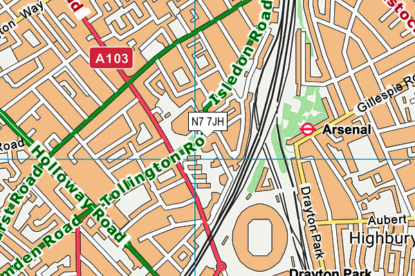 N7 7JH map - OS VectorMap District (Ordnance Survey) N7 7JH map - OS VectorMap District (Ordnance Survey)