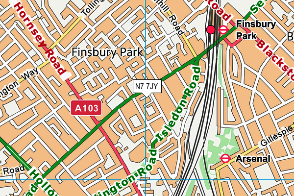 N7 7JY map - OS VectorMap District (Ordnance Survey) N7 7JY map - OS VectorMap District (Ordnance Survey)