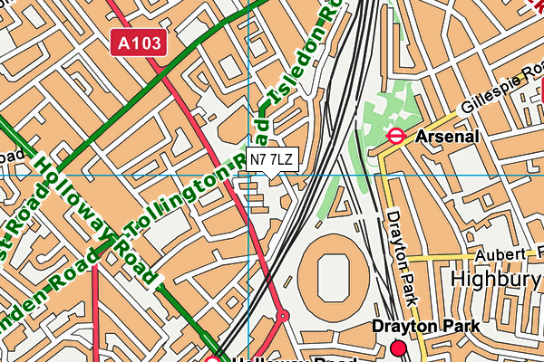 N7 7LZ map - OS VectorMap District (Ordnance Survey)