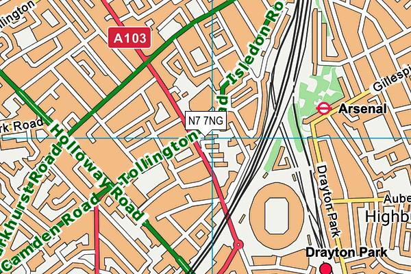 N7 7NG map - OS VectorMap District (Ordnance Survey)