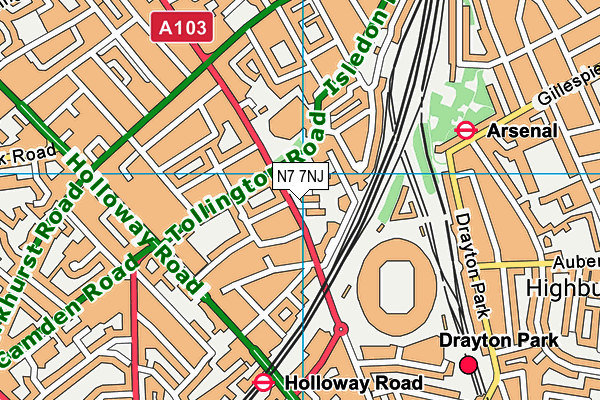 N7 7NJ map - OS VectorMap District (Ordnance Survey) N7 7NJ map - OS VectorMap District (Ordnance Survey)