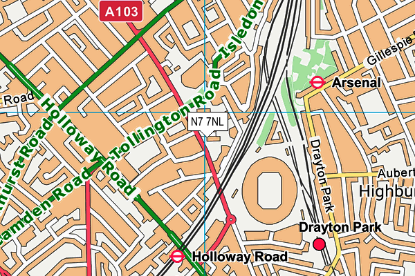 N7 7NL map - OS VectorMap District (Ordnance Survey) N7 7NL map - OS VectorMap District (Ordnance Survey)