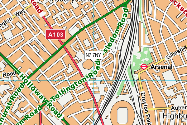 N7 7NY map - OS VectorMap District (Ordnance Survey) N7 7NY map - OS VectorMap District (Ordnance Survey)