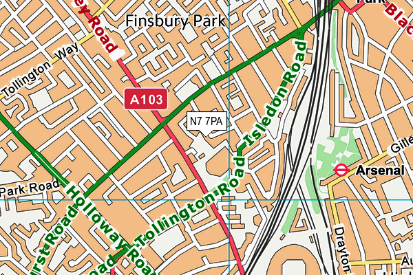N7 7PA map - OS VectorMap District (Ordnance Survey) N7 7PA map - OS VectorMap District (Ordnance Survey)