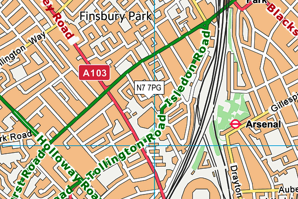 N7 7PG map - OS VectorMap District (Ordnance Survey) N7 7PG map - OS VectorMap District (Ordnance Survey)