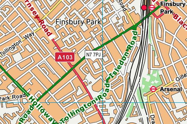 N7 7PJ map - OS VectorMap District (Ordnance Survey) N7 7PJ map - OS VectorMap District (Ordnance Survey)