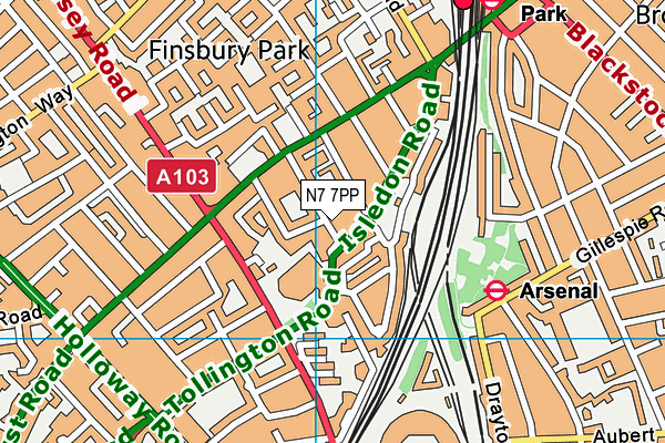 N7 7PP map - OS VectorMap District (Ordnance Survey) N7 7PP map - OS VectorMap District (Ordnance Survey)