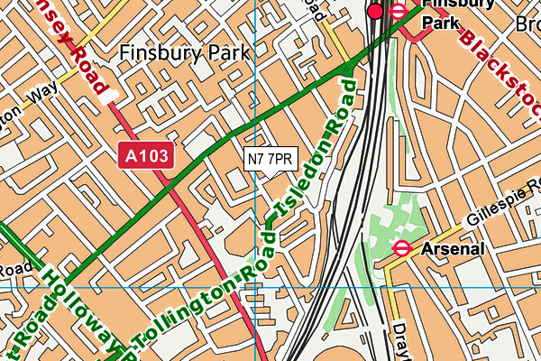 N7 7PR map - OS VectorMap District (Ordnance Survey) N7 7PR map - OS VectorMap District (Ordnance Survey)