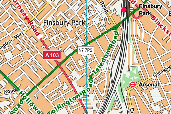 N7 7PS map - OS VectorMap District (Ordnance Survey) N7 7PS map - OS VectorMap District (Ordnance Survey)