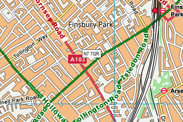 N7 7QR map - OS VectorMap District (Ordnance Survey) N7 7QR map - OS VectorMap District (Ordnance Survey)