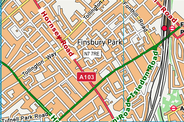 N7 7RE map - OS VectorMap District (Ordnance Survey) N7 7RE map - OS VectorMap District (Ordnance Survey)