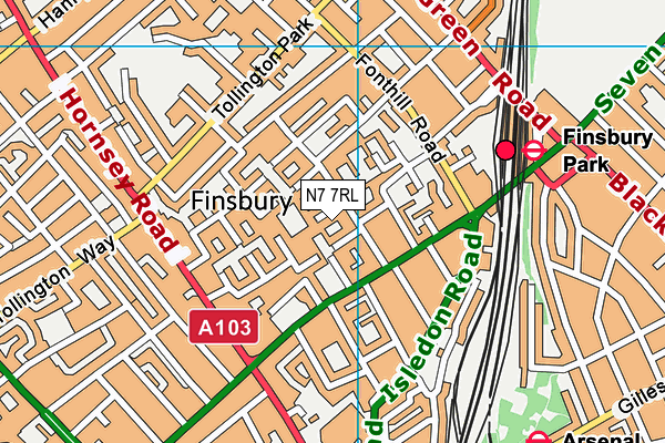 N7 7RL map - OS VectorMap District (Ordnance Survey) N7 7RL map - OS VectorMap District (Ordnance Survey)
