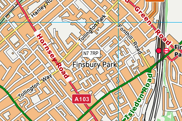N7 7RP map - OS VectorMap District (Ordnance Survey)