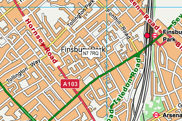 N7 7RQ map - OS VectorMap District (Ordnance Survey) N7 7RQ map - OS VectorMap District (Ordnance Survey)