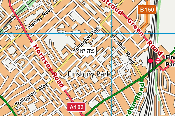 N7 7RS map - OS VectorMap District (Ordnance Survey) N7 7RS map - OS VectorMap District (Ordnance Survey)