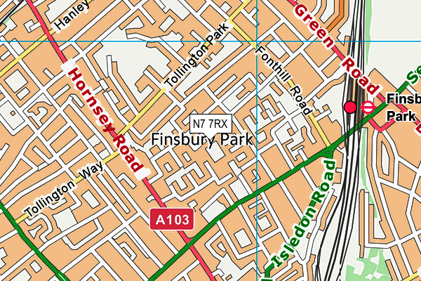 N7 7RX map - OS VectorMap District (Ordnance Survey) N7 7RX map - OS VectorMap District (Ordnance Survey)