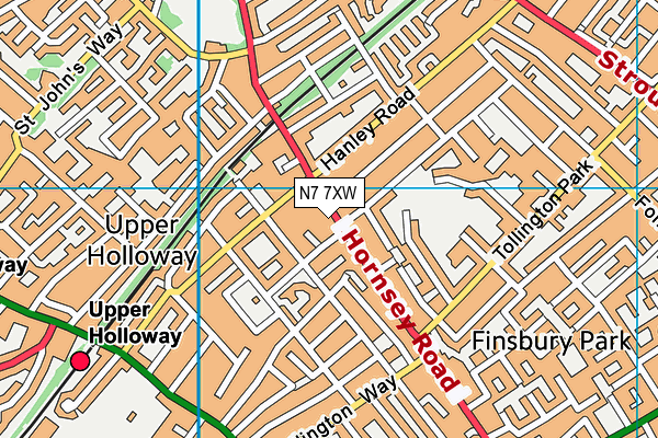 N7 7XW map - OS VectorMap District (Ordnance Survey) N7 7XW map - OS VectorMap District (Ordnance Survey)